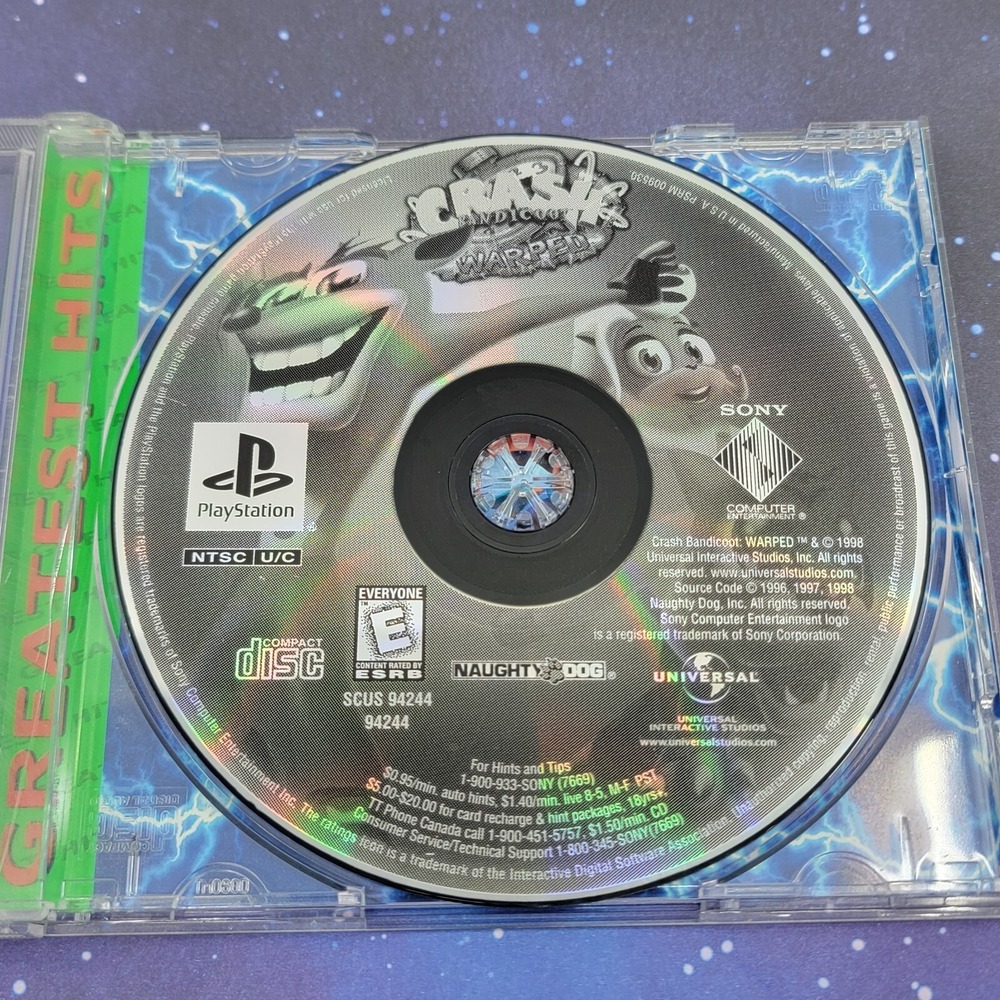 Crash Bandicoot Warped (Sony Playstation 1, 1998) Video Game No Manual PS1 0044